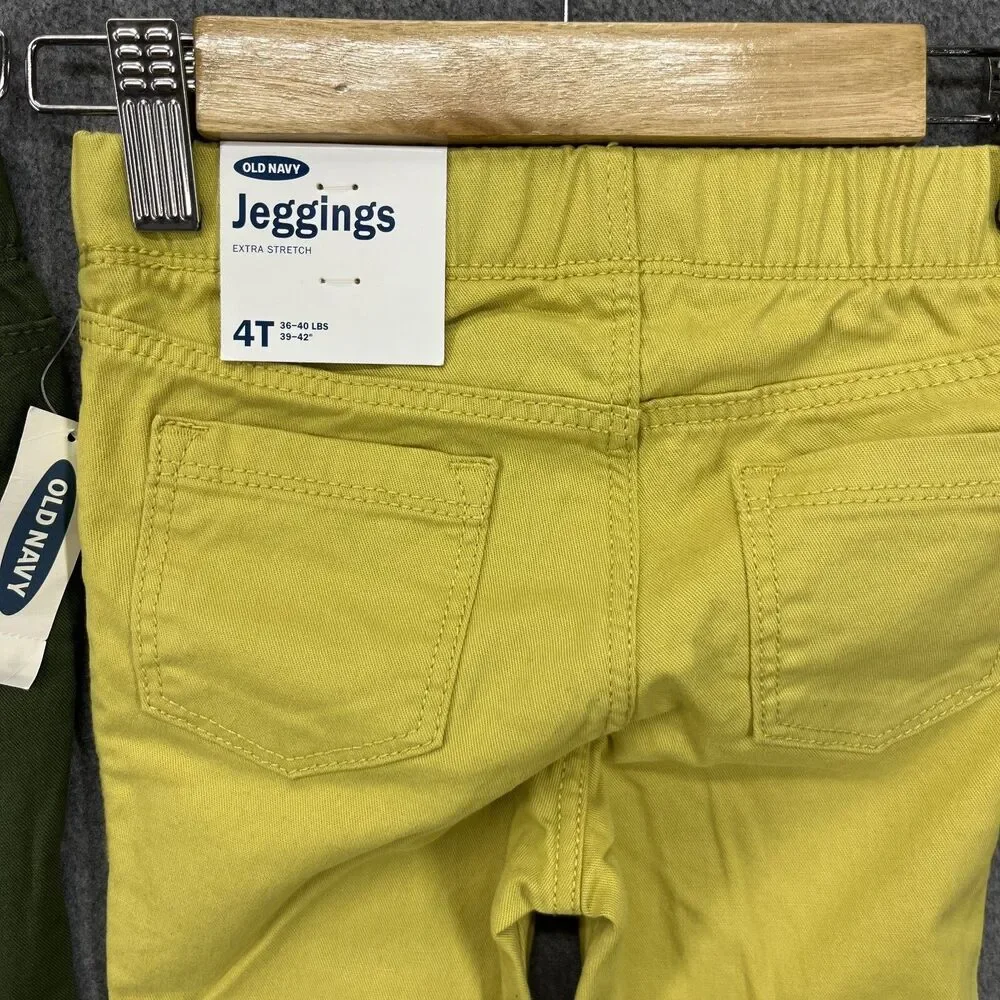 2x Old Navy Girls Jeggings 4T‎ Extra Stretch Denim Elastic Waist Pull On Lot